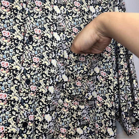 Bobby Chan Men's Size L Silk Bamboo Floral Short Blouse Black Yellow Lightweight - Picture 5 of 11